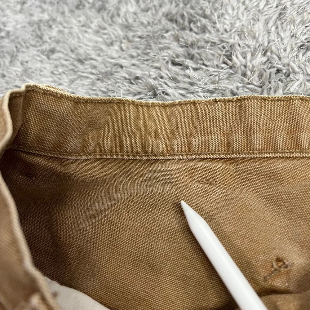 Vintage CARHARTT Carpenter Shorts Size 36 Tan Men's Canvas Workwear Big Patch